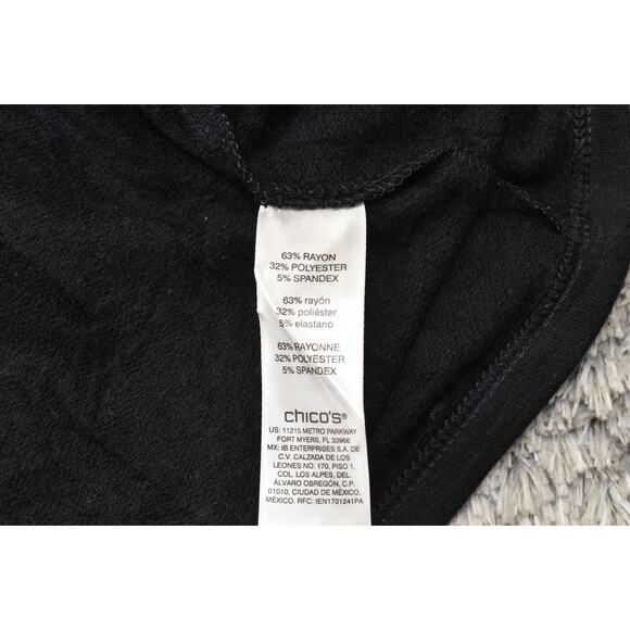 Chico's Size 3 Black Rayon Blouse - 23" Pit, 29" Length U Neck Long Sleeve - Picture 9 of 9